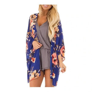 PINKMILLY Floral‎ Print Sheer Chiffon Kimono Cardigan | Small | EUC